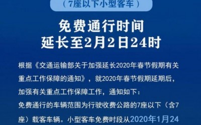 全國(guó)高速公路免費(fèi)通行時(shí)間再次延至2月8日24時(shí)