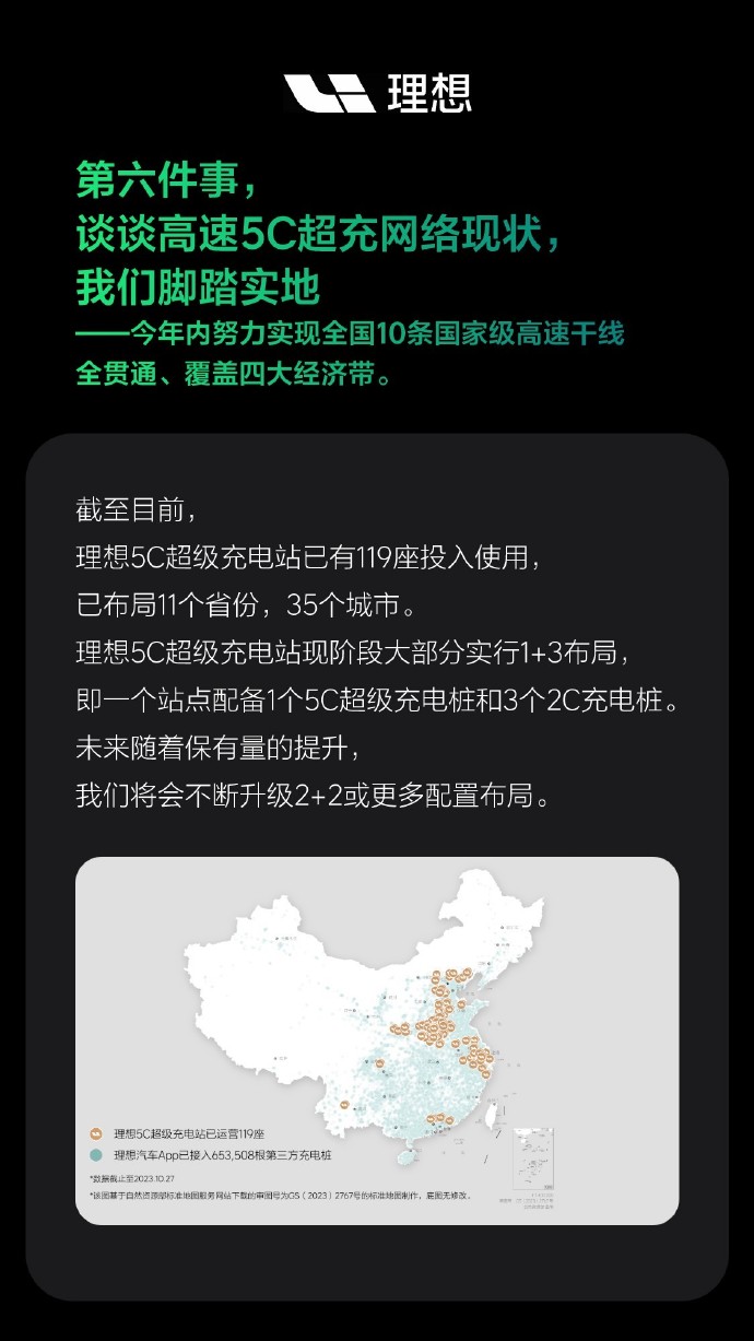 理想5C超級(jí)充電站最新進(jìn)展：119座已投入使用，今年目標(biāo)300站